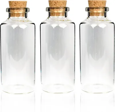Produktbild von Mini Glasflaschen mit Korken 30ml ( 3er Pack ) - Kleine Glasfläschchen zum Befüllen - Reagenzglas Glas für Hochzeit - Mini Gläser Gastgeschenke