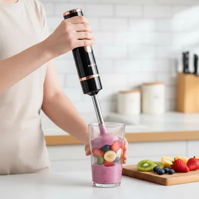 Immagine prodotto di Sokany, frullatore a immersione 600 W con lama in acciaio inossidabile, impugnatura ergonomica, robusto, nero