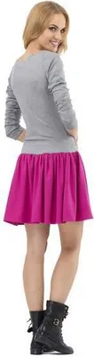 Produktbild von Kleid Tunika Mini-Kleid mit 2 Farbig Top; Grau/Fuchsia M/38