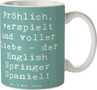 Produktbild von Mr. & Mrs. Panda Becher Spruch English Springer Spaniel Freude - Meeresbrise - Geschenk, Apportierhund, Familienhund, kaffeetasse keramik, freundlich, Trinkbecher, Hunde
