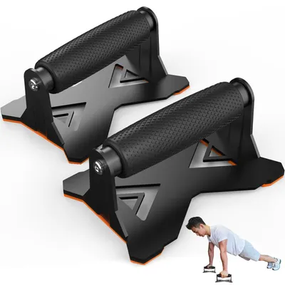 Produktbild von Liegestützgriffe Push-Up-Bars Liegestütz-Griffe - Stahl - Rutschfeste Basis - Schwarz - Für Training zu Hause