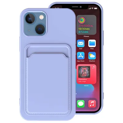 Produktbild von Smartphonica iPhone 14 Silikonhülle mit Kartenhalter - Lila
