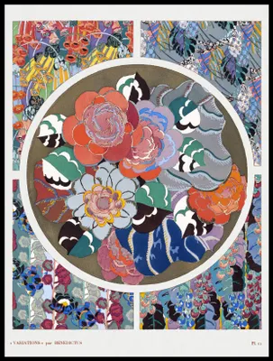 Produktbild von Plakat 60x80cm Blumen Art Deco v.11, Bénédictus Vintage für das Wohnzimmer
