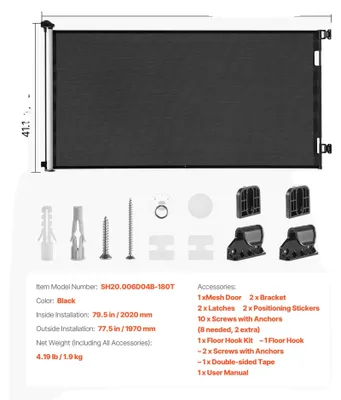 Produktbild von Einstellbares Baby-Gitter, Höhenverstellbar, Robustes Netzdesign, Schwarzer TypH