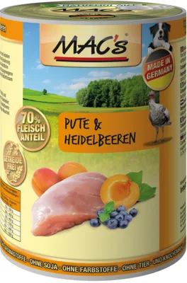 Produktbild von MAC's DOG PUTE & HEIDELBEERE, Adult, Truthahn, 400 g