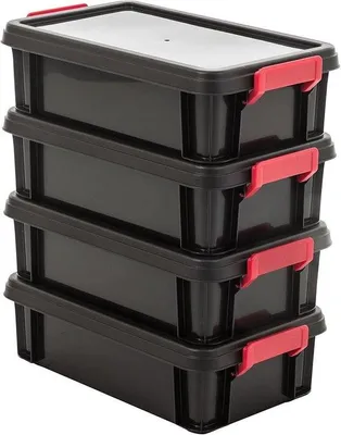 Immagine prodotto di Cassette portautensili in plastica da 4 litri, nere, impilabili, senza BPA