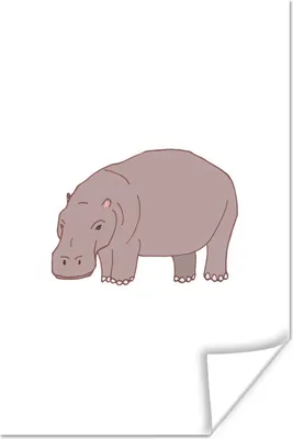 Produktbild von MuchoWow® Poster Nilpferd - Kinder - Weiß - Jungen - Mädchen 20x30 cm - Papierdruck