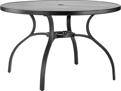 Produktbild von SucceBuy Terrassentisch Gartentisch Balkontisch (1200 x 725 mm) aus Kohlenstoffstahl, runder Esstisch für Außenbereiche wie Hof, Terrasse, Garten oder Veranda, wasserabweisend, mit 38 mm Schirmloch, 68 kg Belastbarkeit, Schwarz