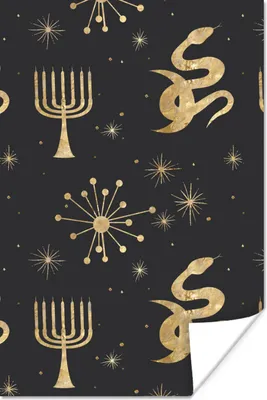 Produktbild von MuchoWow® Poster Muster - Spirituell - Gold 80x120 cm - Papierdruck