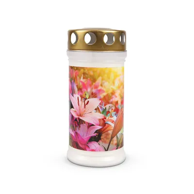 Image de Bougie funéraire durée de combustion 72h - motif lys