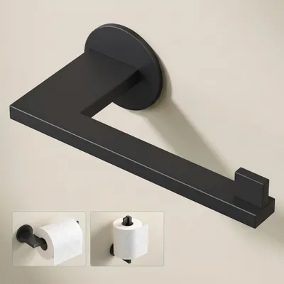 Produktbild von Mai & Mai Toilettenpapierhalter Klopapierhalter WC aus Edelstahl, Toilettenpapier Halterung Rollenhalter Matt schwarz 185mm Lino-04