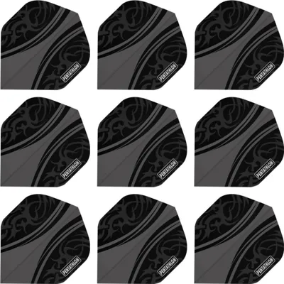 Produktbild von Pentathlon | Dart Flights | 100 Micron | Standard | Grau-Schwarz | 3 Sets = 9 Flights