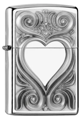 Produktbild von Zippo Sturmfeuerzeug - Heart Antique, High Polish Chrome, Emblem - Nachfüllbar -