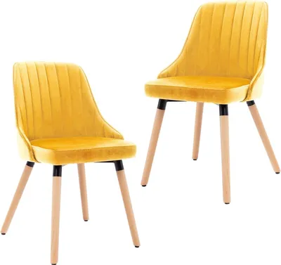 Image de vidaXL Chaise de salle à manger 2 pièces velours jaune