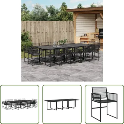 Produktbild von The Living Store 15-tlg. Garten-Essgruppe Schwarz Poly Rattan