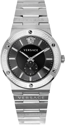 Produktbild von Versace VEVI00720 Greca Logo schwarz silber Edelstahl Armband Uhr Herren NEU