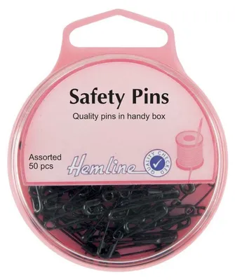 Sicherheitsnadeln 50 Stück, Schwarz, 23 mm & 19 mm, Metall