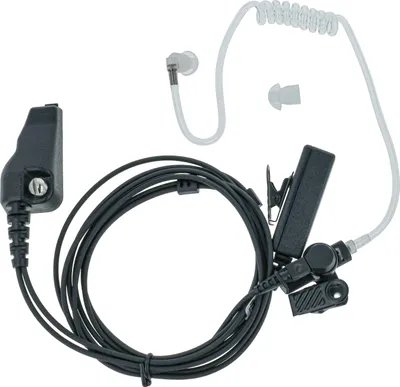 Produktbild von vhbw Headset kompatibel mit Kenwood TK-3180, TK-3148, TK-3140E, TK-3180E Funkgerät mit PTT Mikrofon - transparent, schwarz, Akustikschlauch