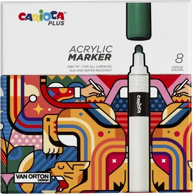 Produktbild von Carioca Acrylmarker, mehrfarbig, 8 Stück (Packung mit 1 Stück)
