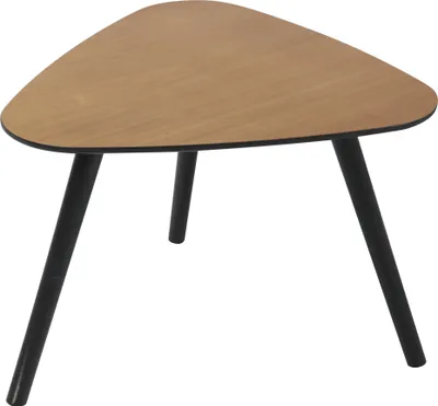 Produktbild von Möbilia Beistelltisch 50 x 50 cm | dreieckig | Platte MDF mit Paulownie-Furnier natur | Beine Pinie schwarz | B 50 x T 50 x H 40 cm | 28020014 | Serie BEISTELLTISCH