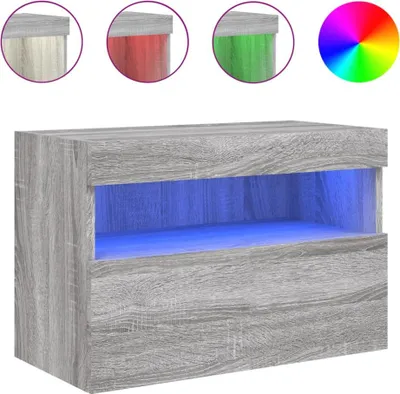 Produktbild von vidaXL TV-Wandschrank mit LED-Leuchten Grau Sonoma 60x30x40 cm