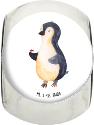 Produktbild von Mr. & Mrs. Panda Bonbonglas Pinguin Marienkäfer L 870ml - Weiß - Geschenk, Teedose, Bonboniere, Aufmerksam, Frischhaltedose, Vorratsdose, Vorratsglas, glasbehälter, Glück