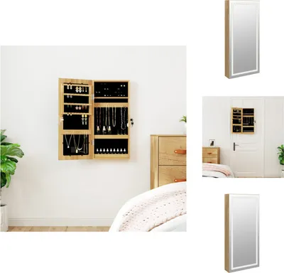 Produktbild von vidaXL Spiegel-Schmuckschrank mit LED-Beleuchtung Wandmontage - Spiegel