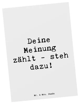Produktbild von Mr. & Mrs. Panda Grußkarte Spruch Mutig zu Meinungen - Weiß - Geschenk, Ansichtskarten, eigene Meinung vertreten, Postkarte, Hoffnung, Überzeugungen zeigen, Ehrlichkeit