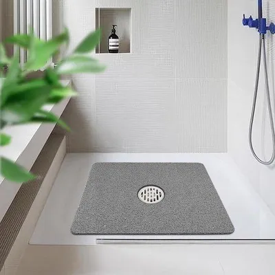 Image de Tapis de douche antidérapant gris, souple, 60 x 60 cm, en PVC