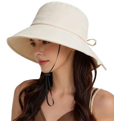Imagen del producto de Sombrero de verano para mujer, con protección UV, color beige, ideal para senderismo y la playa