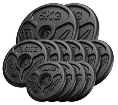 Obrázek produktu pro Marbo Sport 30 kg sada olympijských závaží z litiny Litinová závaží s otvorem ø50/51 mm / 2 x 5 kg + 6 x 2,5 kg + 4 x 1,25 kg