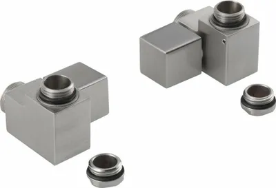 Immagine prodotto di Cornetta per valvola di collegamento CUBE COMBI, angolare, destra, acciaio inox spazzolato