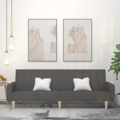 Immagine prodotto di Divano letto 2 posti, colore grigio scuro, rivestito in tessuto