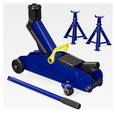 Produktbild von Set aus Wagenheber und 2 Unterstellböcken, bis 2 t Hubkraft, Hubhöhe Wagenheber 135-335 mm, Arbeitshöhe Böcke 270-365 mm, klappbare Abstellböcke