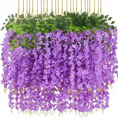 Künstliche Glyzinien-Ranke, 24 Stück, 110 cm, lila