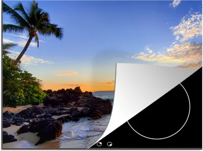 Produktbild von KitchenYeah© Herdabdeckplatte Strand - Meer - Sonnenuntergang - Hawaii , 58x51cm, Küche Deko, Glaskeramikkochfeld Herdabdeckung, Abdeckplatte fùr Kochfeld