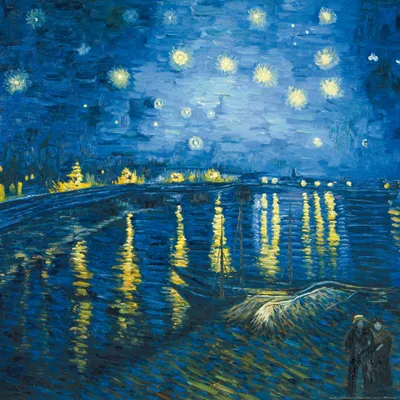 Produktbild von Vincent Van Gogh Kunstdruck Bild - Sternennachtœber Der RhÃ´ne, 1888 (70 x 70 cm)