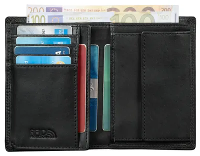 Produktbild von Benthill Herren Ledergeldbörse - Geldbeutel mit RFID-Schutz - Slim Portemonnaie für Herren - Echtem Vintage Leder