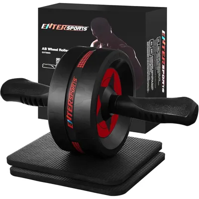 Produktbild von Bauchroller mit Kniematte, Bauchmuskeltrainer für Zuhause, Rot