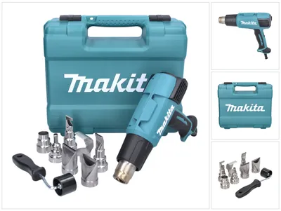 Obrázek produktu pro Makita HG6531CK, Horkovzdušná pistole, Rukojeť pistole, Zelená, 550 l/min, 650 °C, 200 l/min
