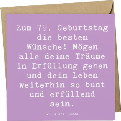 Produktbild von Mr. & Mrs. Panda Grußkarte Spruch 79. Geburtstag - Lavendeltraum - Geschenk, Klappkarte, anlasskarte, Glückwunschkarte, Jubiläum, liebevolle Geschenke, siebzigsten, Alter