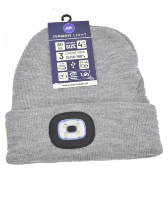 Produktbild von Marba Light MLHATGREY Wintermütze mit LED-Lampe Grau