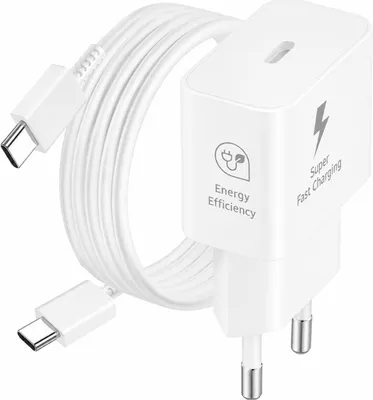 Produktbild von Original Samsung 25W Schnellladegerät EP-T2510 + USB-C/C Kabel weiss