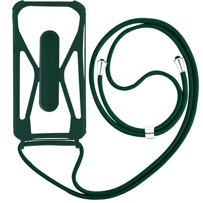 Zdjęcie produktu dla Avizar, uniwersalne etui na telefon z podstawką + uniwersalny smycz do telefonu, 80 cm, ciemnozielony