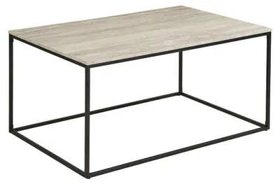 Immagine prodotto di Vita - Tavolino da caffè effetto travertino con struttura nera 90x60x45 cm