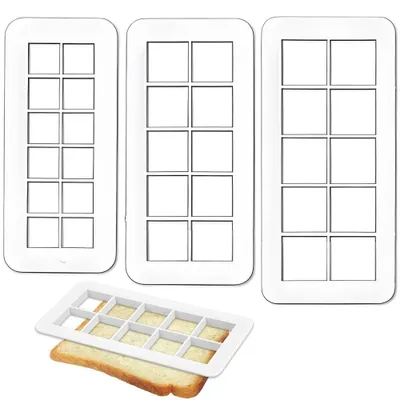 Produktbild von 3-teiliges Set geometrischer Ausstechformen, 3 Größen quadratischer Ausstechformen, geometrische Formen in verschiedenen Formen zum Dekorieren von Fondantkeksen, Gebäck und Kuchen