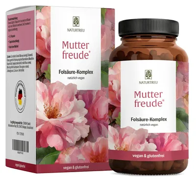 Produktbild von Mönchspfeffer Folsäure (Folat) Komplex - MUTTERFREUDE - 90 hochdosierte vegane Kapseln - NATURTREU®