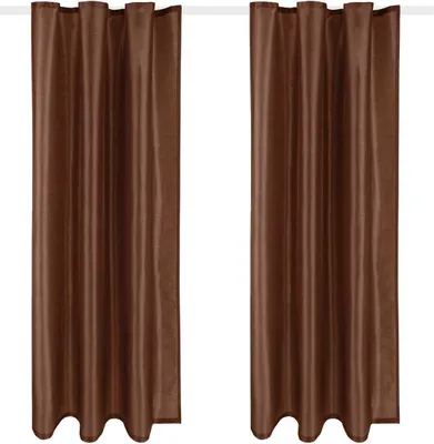 Image de lot de 2 rideaux opaques Alessia avec ruban universel 140x245cm brun