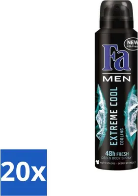 Image de Fa Men – Extreme Cool – Déodorant spray – Rafraîchissant – 150 ml - Pack économique - 20 pièces