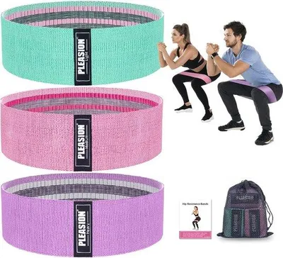 Image de Lot de bandes de résistance - 5 bandes de résistance pour les hanches et les jambes - Bandes de fitness résistantes pour le yoga et le Pilates